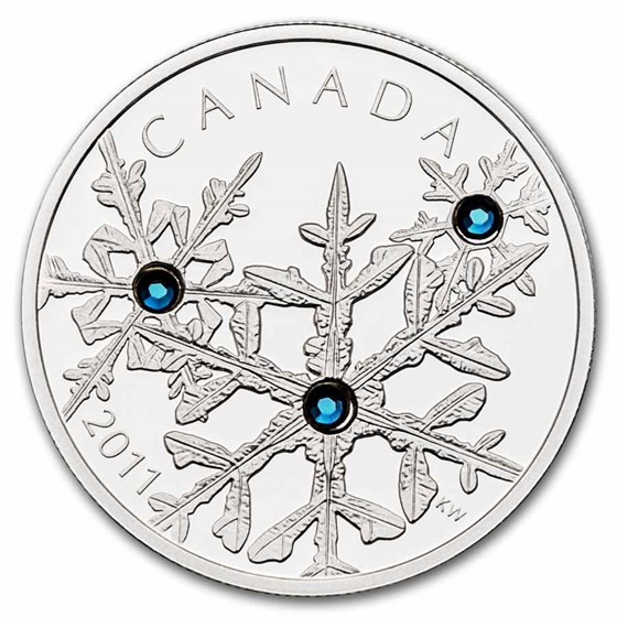 2011 Canada 1 oz Silver $20 Crystal Snowflake (Montana Blue) 2011 Canada 1 oz Silver $20 Crystal Snowflake (Montana Blue)