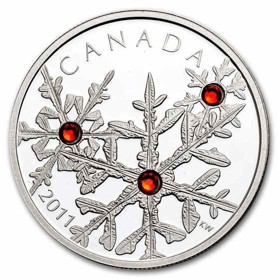 2011 Canada 1 oz Silver $20 Crystal Snowflake (Red, w/Box) 2011 Canada 1 oz Silver $20 Crystal Snowflake (Red, w/Box)