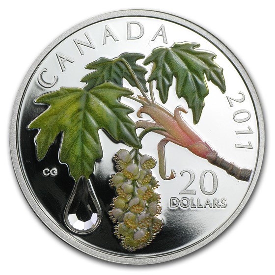 2011 Canada 1 oz Silver $20 Maple Leaf Crystal Raindrop 2011 Canada 1 oz Silver $20 Maple Leaf Crystal Raindrop