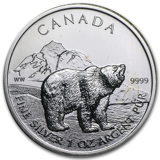 2011 1 oz Silver Canadian Grizzly Abrasions Spotted 2011 1 oz Silver Canadian Grizzly Abrasions Spotted