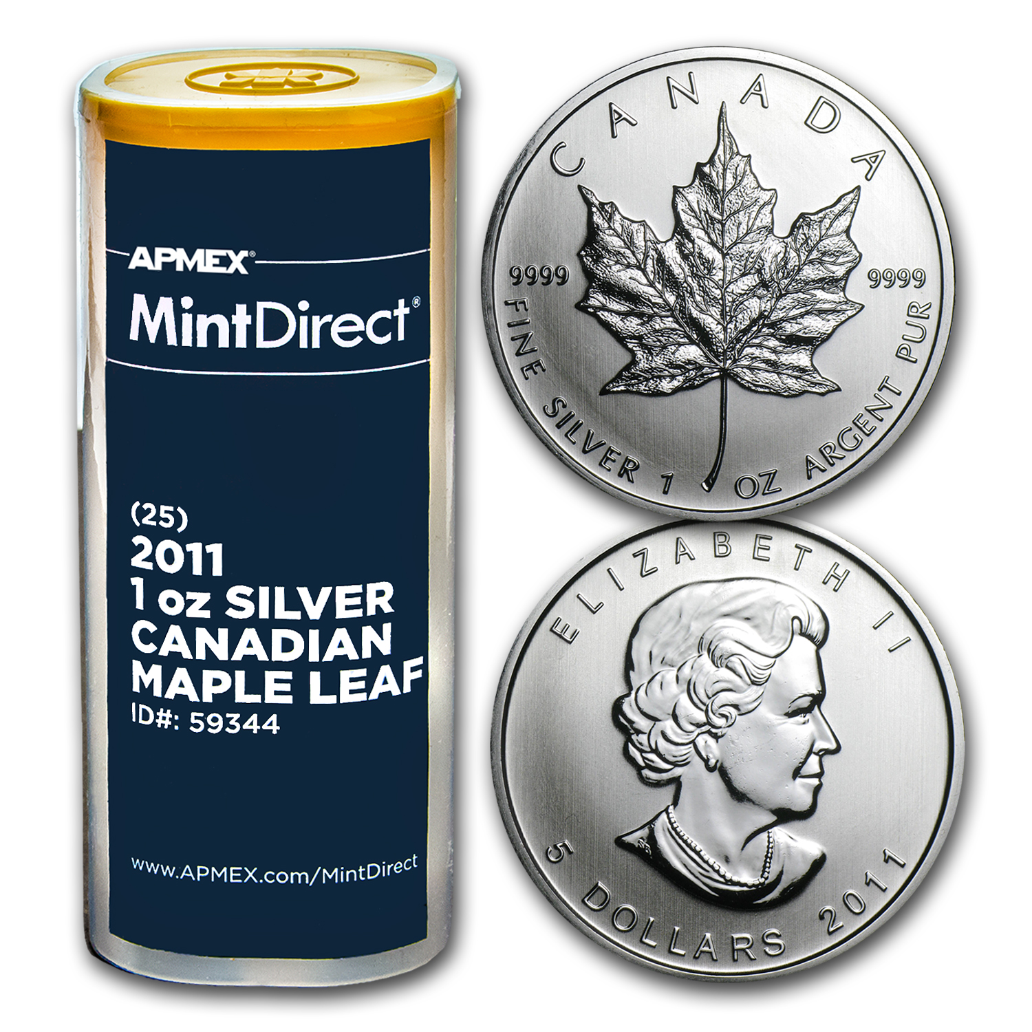 APMEX MintDirect 純銀.9999 カナダ メイプル1oz 銀貨 Buy 25-Coin 2011 Canadian Silver Maple Leaf MD Tube | APMEX