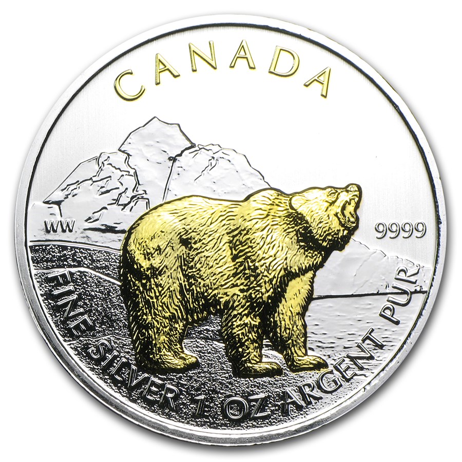 2011 Canada 1 oz Silver Wildlife Series Grizzly Gilded 2011 Canada 1 oz Silver Wildlife Series Grizzly Gilded