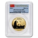 2011 China 1 oz Gold Panda Gem BU PCGS (FirstStrike®)
