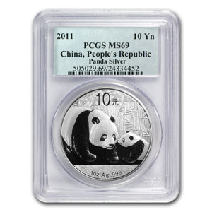 2011 China 1 oz Silver Panda MS-69 PCGS
