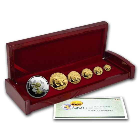 2011 China 6-Coin Gold Panda & Lunar Premium Rabbit Set BU 2011 China 6-Coin Gold Panda & Lunar Premium Rabbit Set BU
