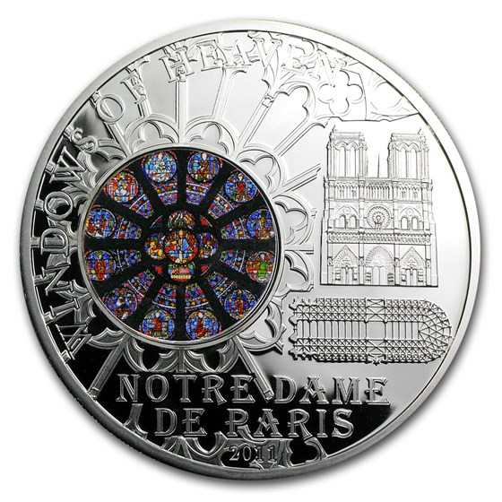 2011 Cook Islands Silver $10 Windows of Heaven Notre Dame