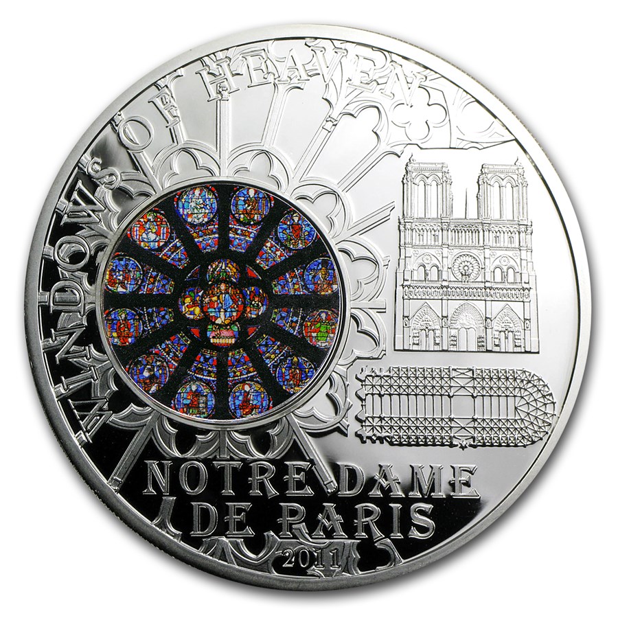 2011 Cook Islands Silver $10 Windows of Heaven Notre Dame