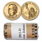 2011-D Andrew Johnson 25-Coin Presidential Dollar Roll BU