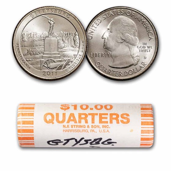 2011-D ATB Quarter Gettysburg National Military 40-Coin Roll BU 2011-D ATB Quarter Gettysburg National Military 40-Coin Roll BU
