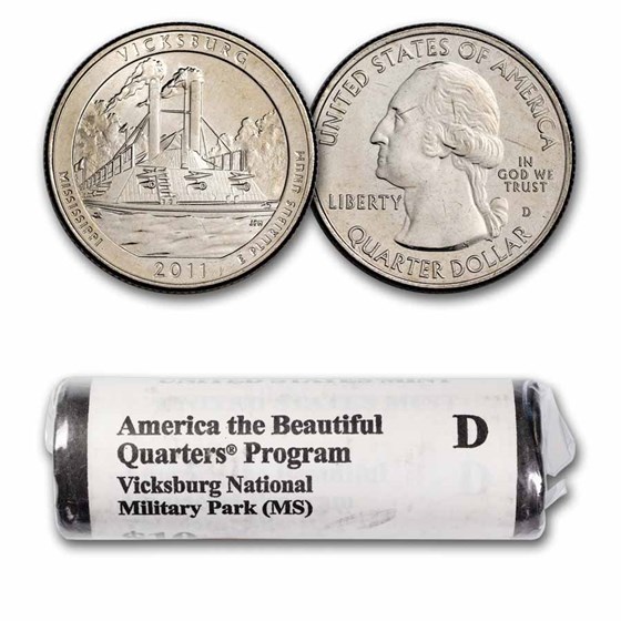 2011-D ATB Quarter Vicksburg National Military 40-Coin Roll BU 2011-D ATB Quarter Vicksburg National Military 40-Coin Roll BU