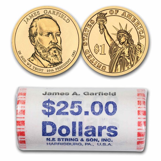 2011-D James Garfield 25-Coin Roll Presidential Dollar BU 2011-D James Garfield 25-Coin Roll Presidential Dollar BU