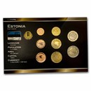 2011 Estonia 1 Cent-2 Euro 8-Coin Euro Set BU