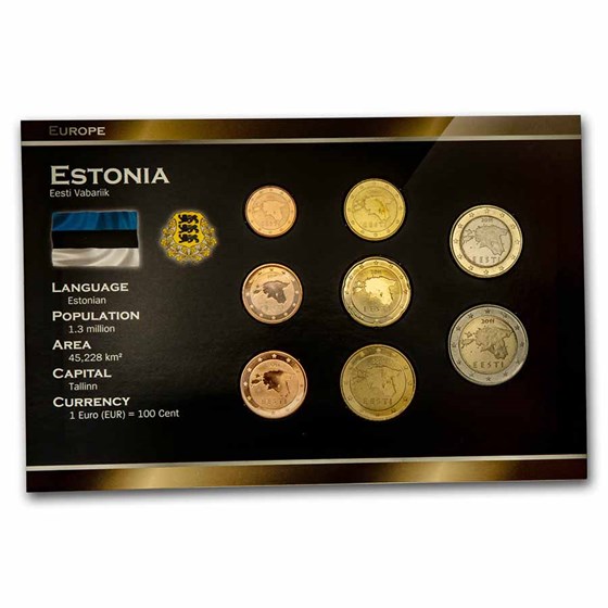 2011 Estonia 1 Cent-2 Euro 8-Coin Euro Set BU 2011 Estonia 1 Cent-2 Euro 8-Coin Euro Set BU