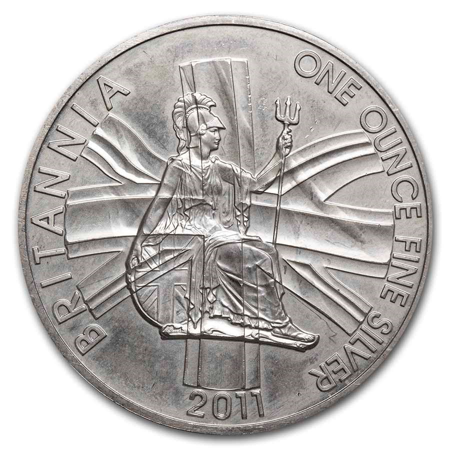 2011 Great Britain 1 oz Silver Britannia BU (Abrasions)