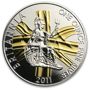 2011 Great Britain 1 oz Silver Britannia BU (Gilded)