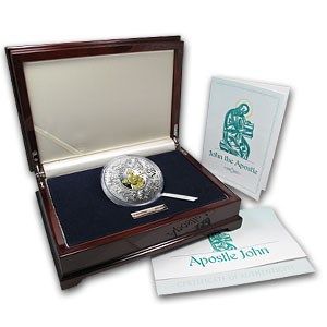 2011 Liberia 5 oz Silver John The Apostle Proof 2011 Liberia 5 oz Silver John The Apostle Proof