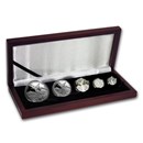 2011 Mexico 5-Coin Silver Libertad Proof Set (1.9 oz, Wood Box)
