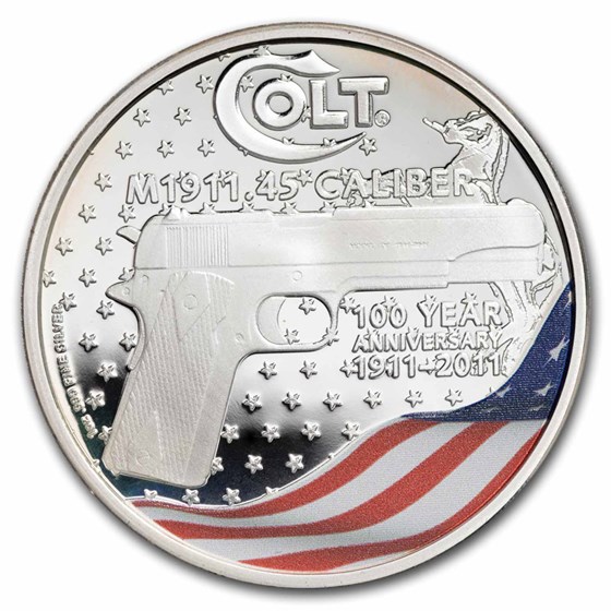 2011 New Zealand Mint 1 oz Silver Colt 1911 Hand Gun