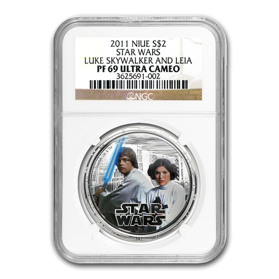 2011 Niue 1 oz Silver $2 Star Wars Luke Skywalker/Leia PF-69 NGC 2011 Niue 1 oz Silver $2 Star Wars Luke Skywalker/Leia PF-69 NGC