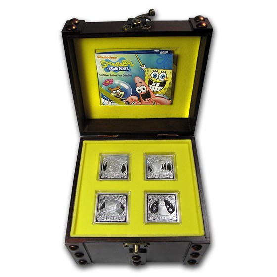 Buy 2011 Niue 4x 1 oz Silver 2 SpongeBob Pf Set (Treasure Chest Box