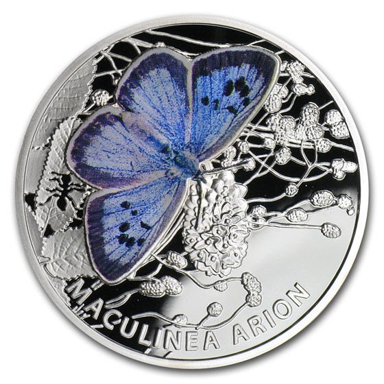 2011 Niue Proof Silver $1 Butterflies Large Blue 2011 Niue Proof Silver $1 Butterflies Large Blue