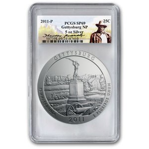 2011-P 5 oz Silver ATB Gettysburg SP-69 PCGS (Roosevelt)