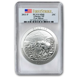 2011-P 5 oz Silver ATB Glacier SP-69 PCGS (FirstStrike®)