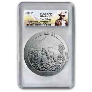 2011-P 5 oz Silver ATB Glacier SP-69 PCGS (Roosevelt)
