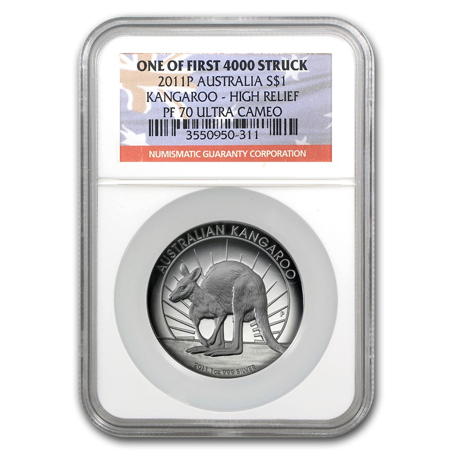 2011-P Australia 1 oz Silver Kangaroo PF-70 NGC (HR, 1st 4000)