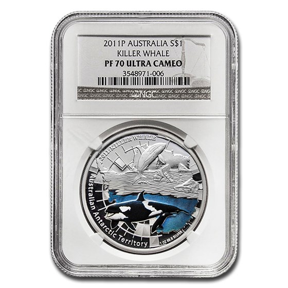 2011-P Australia 1 oz Silver Killer Whale PF-70 UC NGC 2011-P Australia 1 oz Silver Killer Whale PF-70 UC NGC