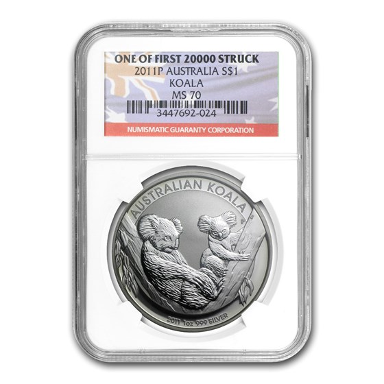 2011-P Australia 1 oz Silver Koala MS-70 NGC (First of 20,000) 2011-P Australia 1 oz Silver Koala MS-70 NGC (First of 20,000)