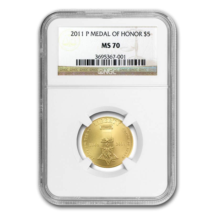2011-P Gold $5 Commem Medal of Honor MS-70 NGC