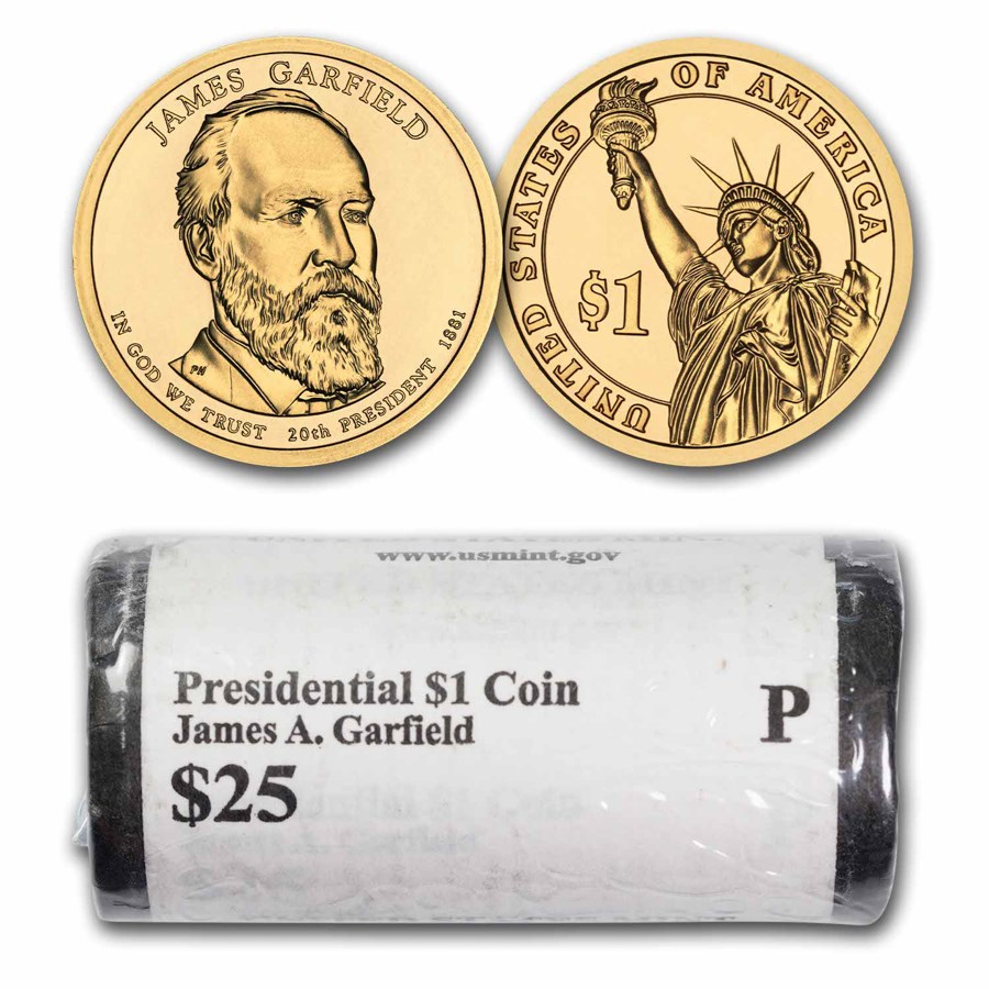 2011-P James Garfield 25-Coin Presidential Dollar Roll BU