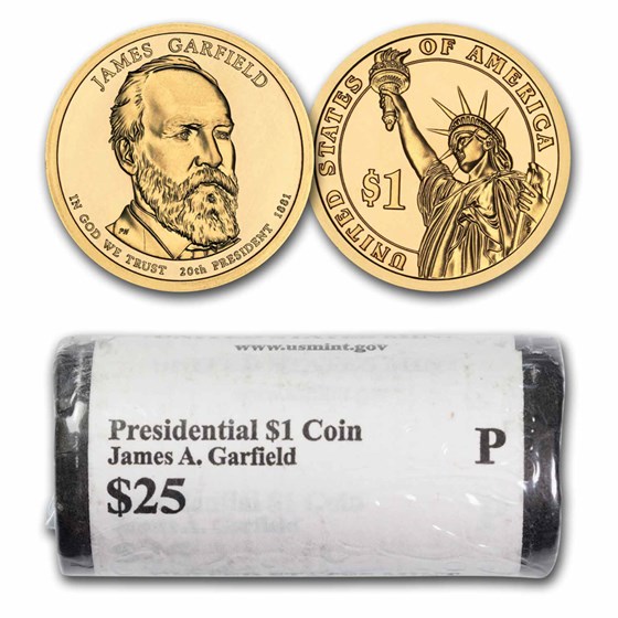 2011-P James Garfield 25-Coin Presidential Dollar Roll BU 2011-P James Garfield 25-Coin Presidential Dollar Roll BU