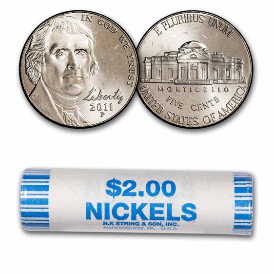 2011-P Jefferson Nickel 40-Coin Roll BU 2011-P Jefferson Nickel 40-Coin Roll BU