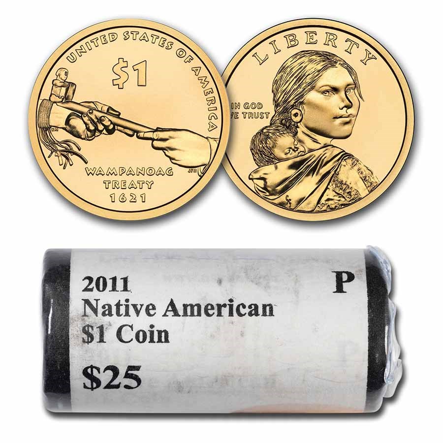 2011-P Native Amer $1 - Wampanoag Treaty (25 Coin Mint Roll) BU