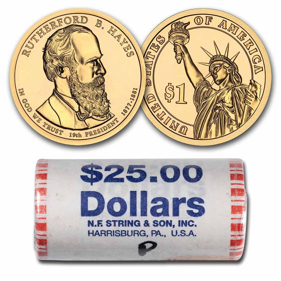 Buy 25 Coin Roll 2011 P Rutherford B Hayes Dollar BU APMEX