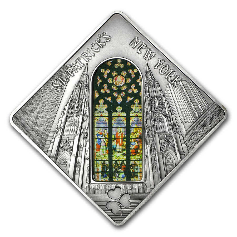 2011 Palau Silver $10 Holy Windows St Patrick's Cathedral
