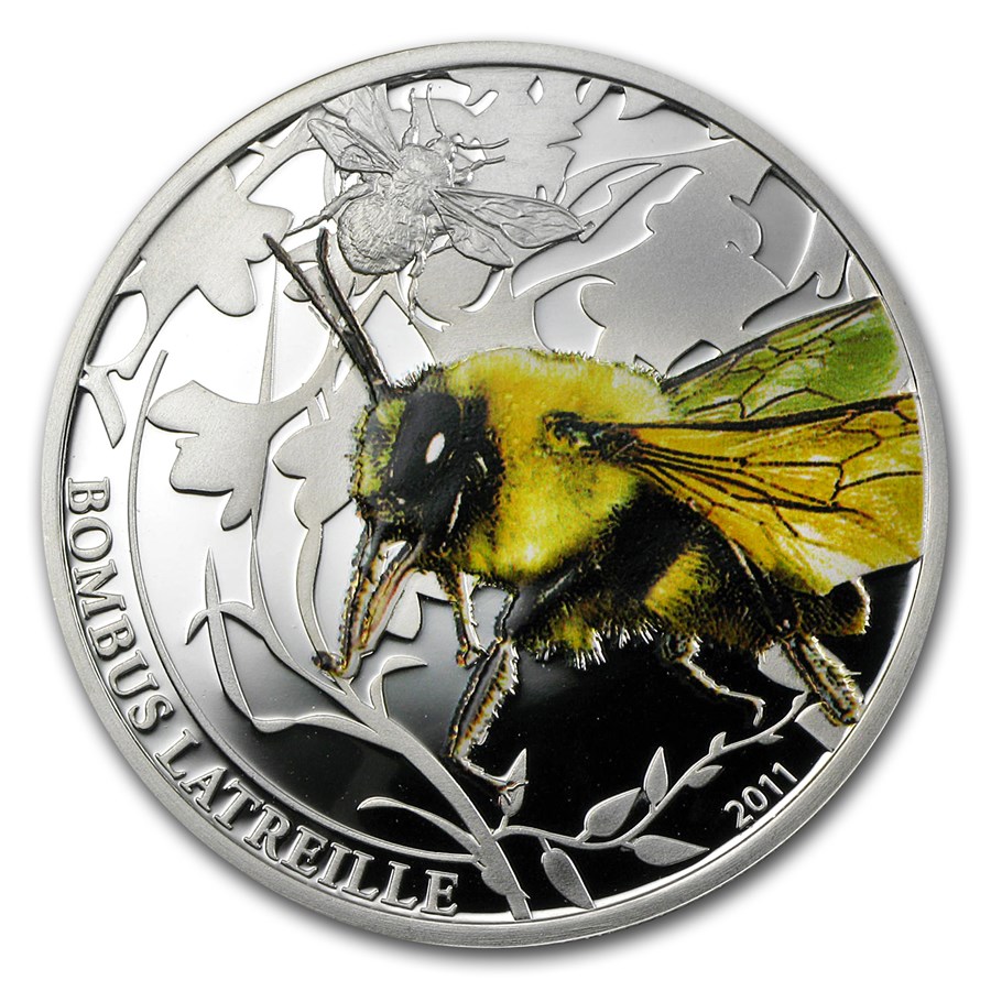 2011 Palau Silver $2 World of Insects Bombus Latreille Bumblebee