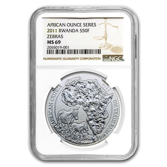 2011 Rwanda 1 oz Silver African Zebra MS-69 NGC 2011 Rwanda 1 oz Silver African Zebra MS-69 NGC