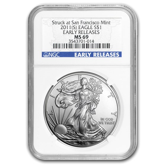 2011 (S) American Silver Eagle MS-69 NGC (Early Releases) 2011 (S) American Silver Eagle MS-69 NGC (Early Releases)