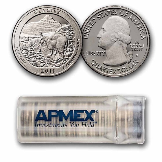 2011-S ATB Quarter Glacier National Historical Proof 40-Coin Roll