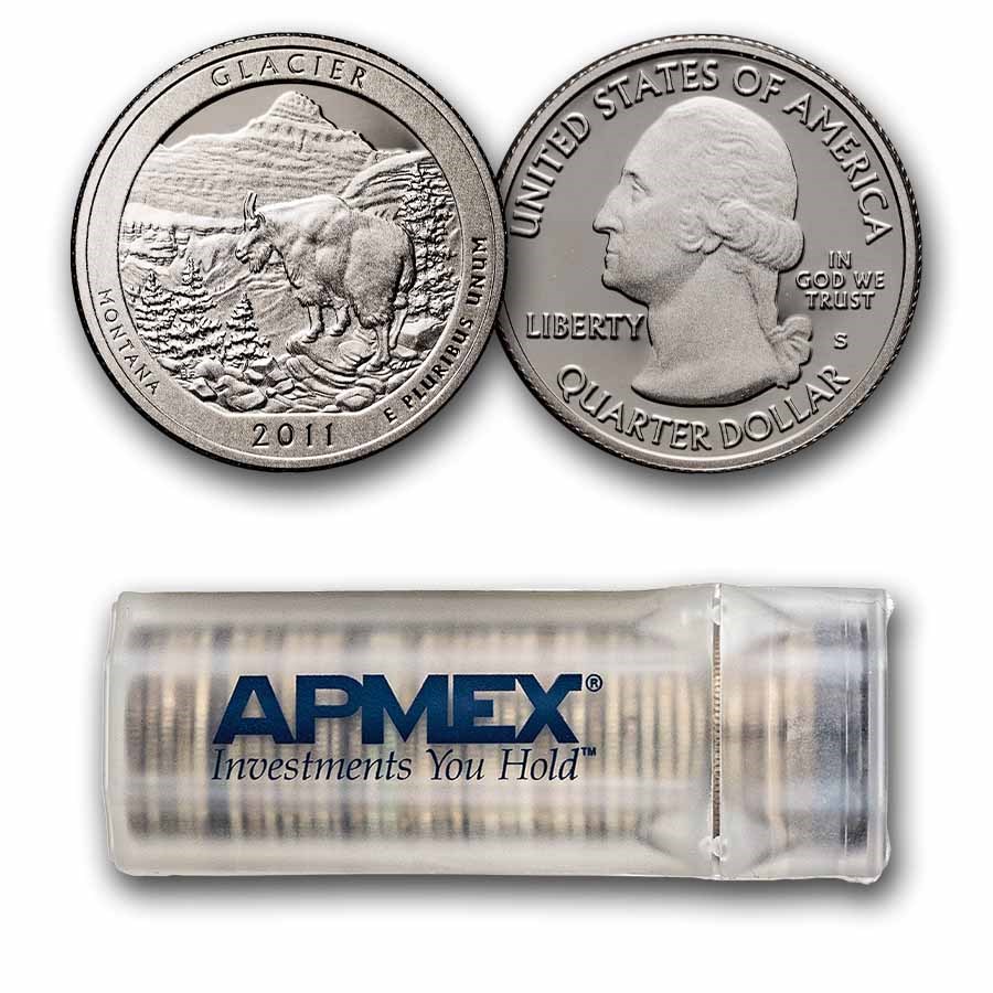 2011-S ATB Quarter Glacier National Historical Proof 40-Coin Roll