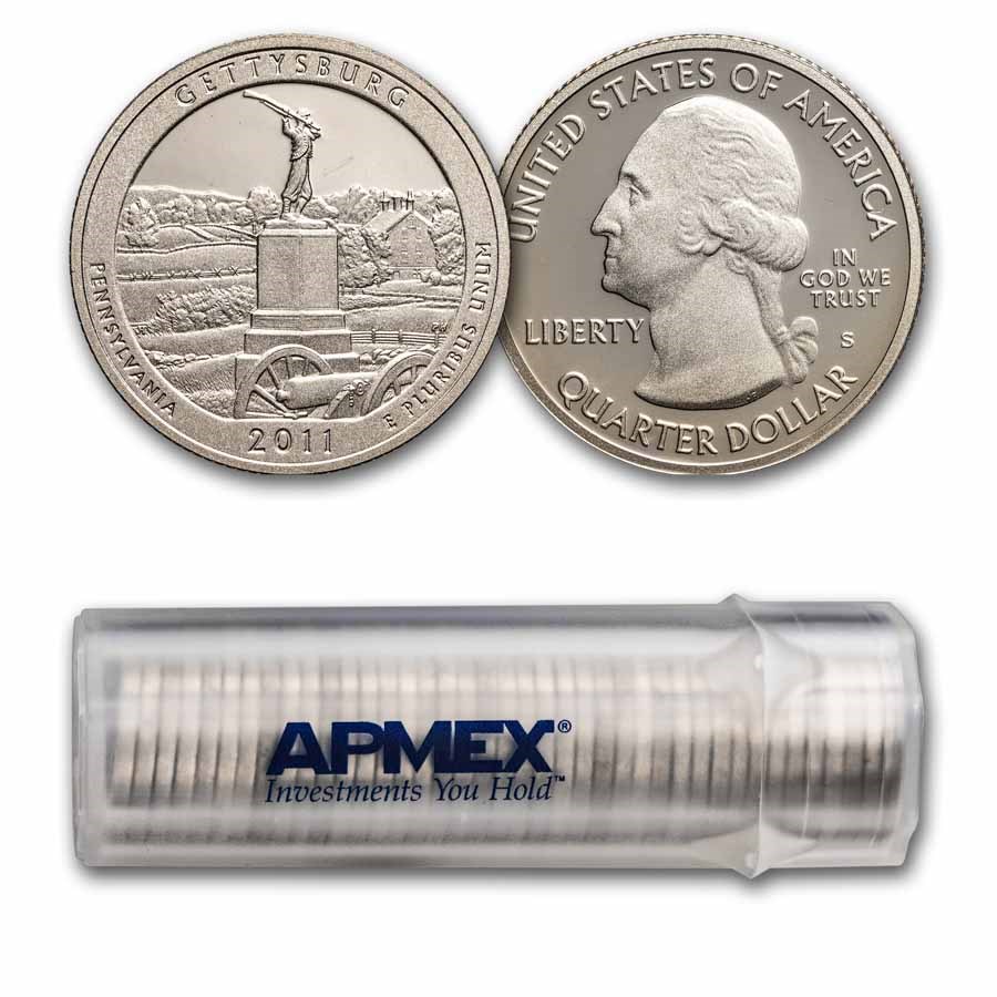 2011-S Quarter ATB Gettysburg Nat. Park Proof 40-Coin Roll