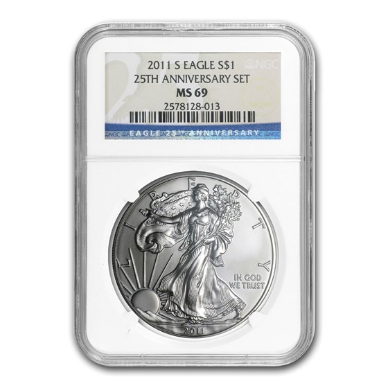 2011-S Silver American Eagle MS-69 NGC (25th Anniv) 2011-S Silver American Eagle MS-69 NGC (25th Anniv)