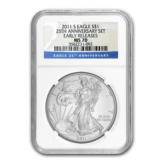 2011-S Silver American Eagle MS-70 NGC (ER, 25th Anniv) 2011-S Silver American Eagle MS-70 NGC (ER, 25th Anniv)