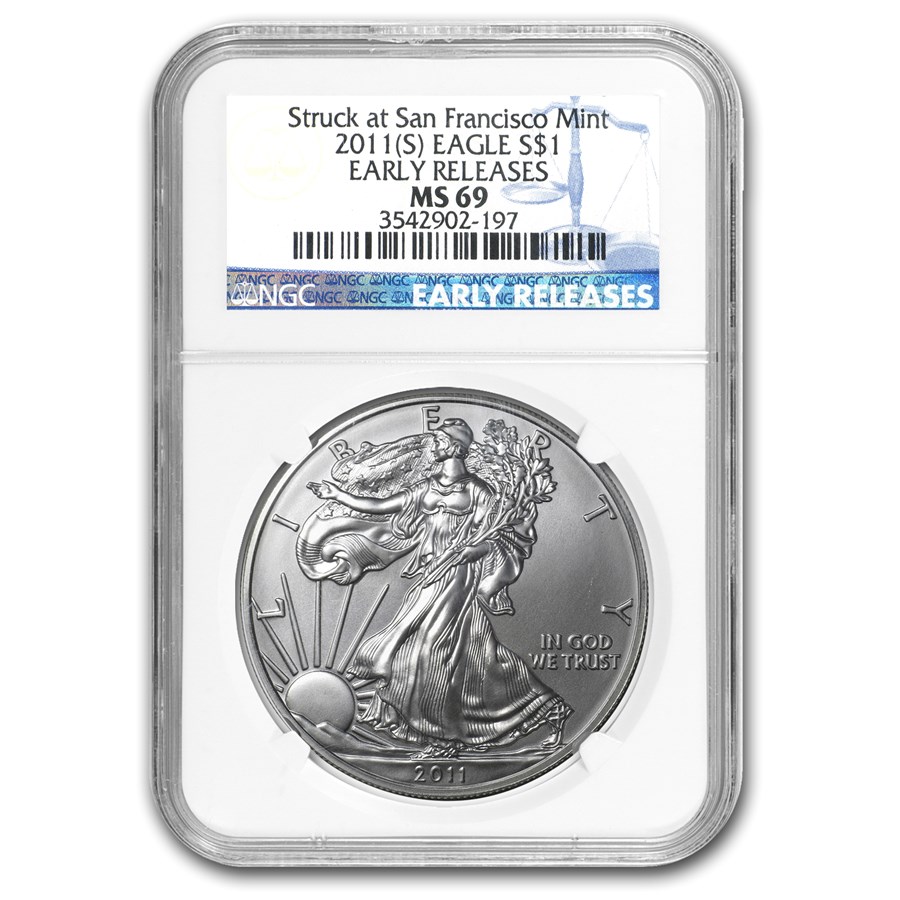 2011 (S) Silver Eagle MS-69 NGC (ER, San Francisco)