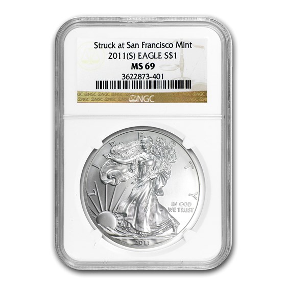 2011 (S) Silver Eagle MS-69 NGC (San Francisco Label) 2011 (S) Silver Eagle MS-69 NGC (San Francisco Label)