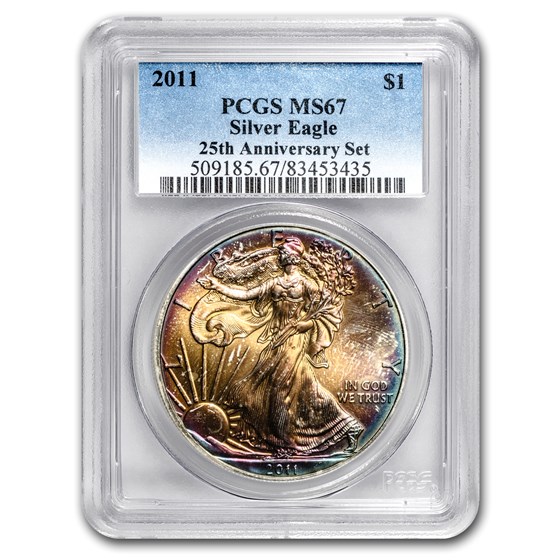 2011 Silver American Eagle MS-67 PCGS (Rainbow Toned) 2011 Silver American Eagle MS-67 PCGS (Rainbow Toned)