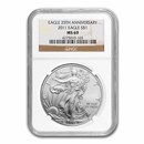 2011 Silver Eagle MS-69 NGC (25th Anniversary, Brown Label)